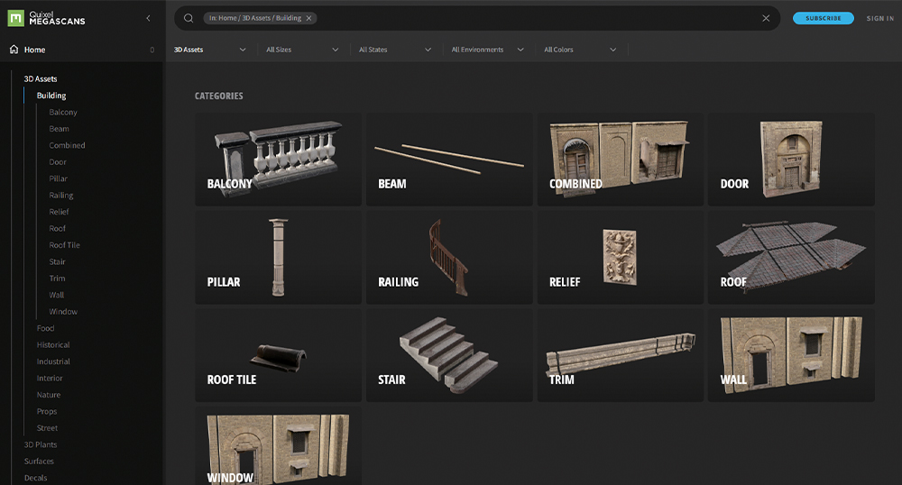 >그림 2 퀵셀 3D Asset 중 Building 카테고리