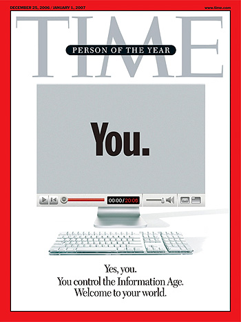 2006년 올해의 인물로 당신(You)을 선정한 시사주간지 타임(TIME) 표지