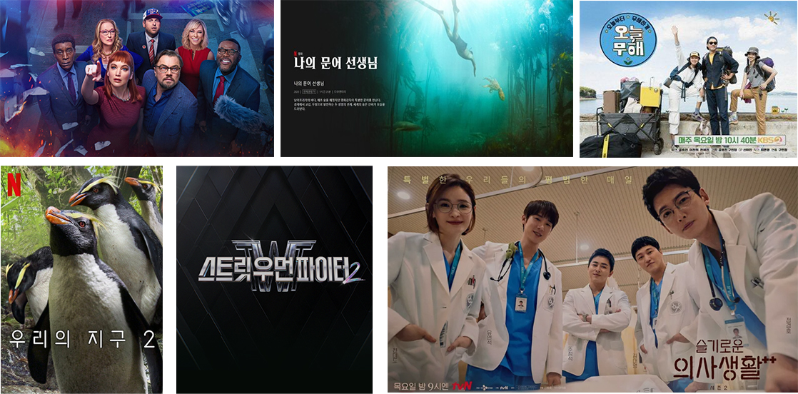 Don't Look Up, 나의 문어 선생님, 오늘부터 무해하게 오늘 무해, 우리의 지구 2, 스트릿 우먼 파이터2, 슬기로운 의사생활++(시즌2)