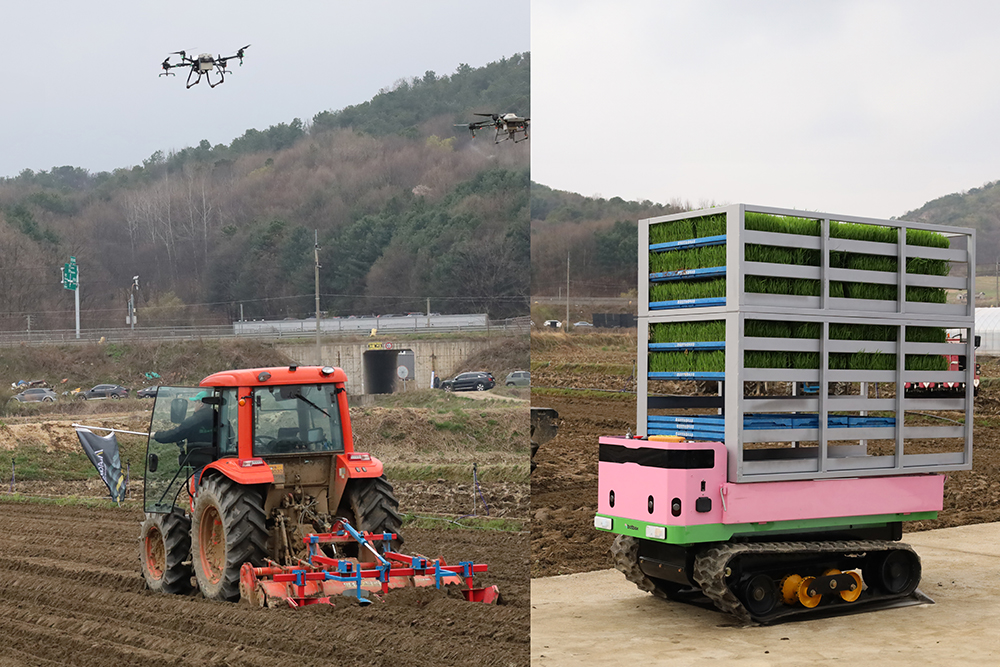 자율운행 트랙터, 수확물 및 중량물 운반로봇 이미지