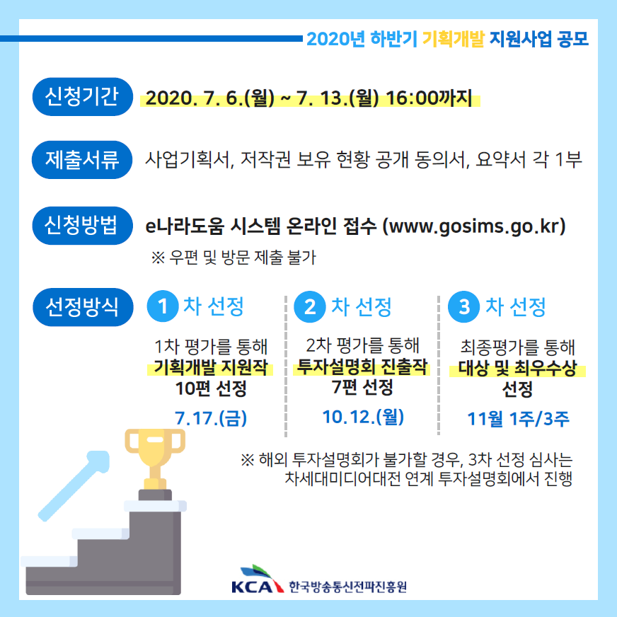 2020년 하반기 기획개발 지원사업 공모